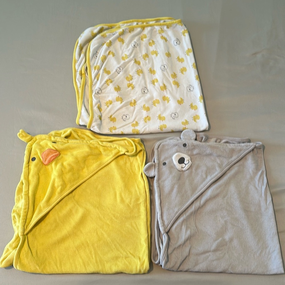 3pk Hooded Baby Bath Towels